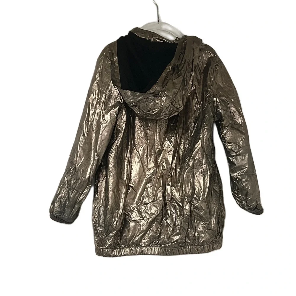 Next gold metallic girls windbreaker lightweight hooded raincoat size 5